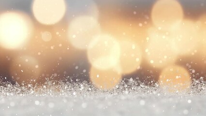 Wall Mural - Macro Christmas Winter Window Frost Snow Fall Snowing Bokeh Lights Background Seamless Loop