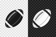 American football ball silhouette icon, high quality vector glyph sign. Rugby symbol isolated on dark and light transparent backgrounds.