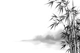 Fototapeta Sypialnia - bamboo in Chinese brush stroke calligraphy in black and grey drawing inking