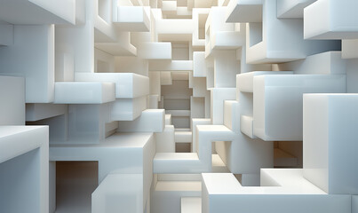 Wall Mural - white abstract geometric form in a background.