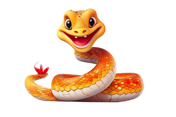 Wall Mural - Chinese new year cute snake designation smiling, white isolated background PNG