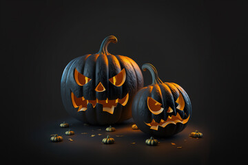 Scary Halloween Jack o Lantern created with Generative AI technology