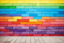 Rainbow Colored Brick Wall Background