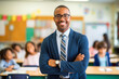 © MVProductions - A portrait of male elementary school teacher in classroom