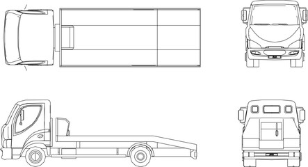 Wall Mural - Crashed car transporter truck design illustration vector sketch