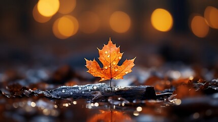 Wall Mural - autumn leaves on bokeh background, space for copy, banner - generative ai