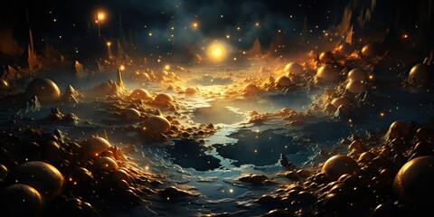 Wall Mural - AI Generated. AI Generative. Modern minimal solar system galaxy space decoration abstract background poster close future cyber space