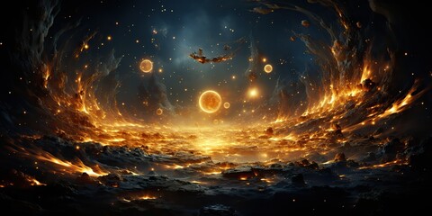 Wall Mural - ai generated. ai generative. modern minimal solar system galaxy space decoration abstract background