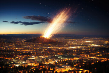 Wall Mural - a time-lapse image of a meteor shower streaking across the night sky, creating a celestial spectacle