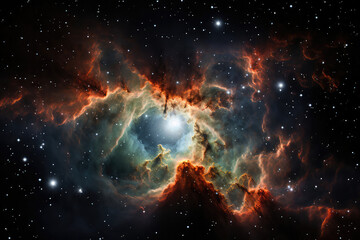 Wall Mural - the breathtaking sight of a nebula, with vibrant gases and dust clouds swirling and creating a celes