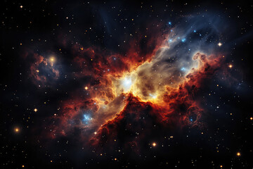Wall Mural - the breathtaking sight of a nebula, with vibrant gases and dust clouds swirling and creating a celes