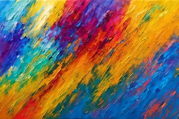 Wall Mural - Closeup of abstract rough colorful multicolored art painting texture, with oil brushstroke, pallet knife paint on canvas