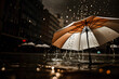 Parasol, miasto nocą. Generative AI