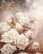 Białe róże, romantyczne kwiaty. Generative AI