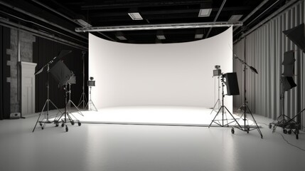 a modern studio room for shooting photos and videos