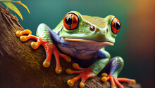 Red Eyed Tree Frog Generative By Ai 