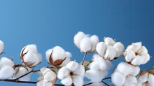  A Close Up Of A Cotton Plant With A Blue Sky In The Background.  Generative Ai