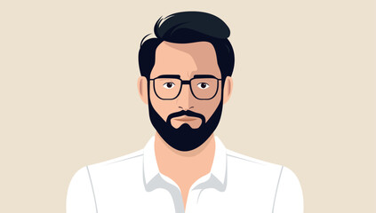 Aufkleber - Man vector portrait - Male person face and upper body in front view. Flat design vector character illustration