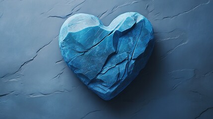  a blue heart shaped piece of paper on a blue background.  generative ai