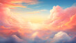 An abstract illustration of the heavenly sky with a sunset above the clouds. Presented in an extra wide format, it embodies the concept of hope, divinity, and the heavens.