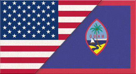 Wall Mural - Flags of USA and Guam. American and Guam national flags