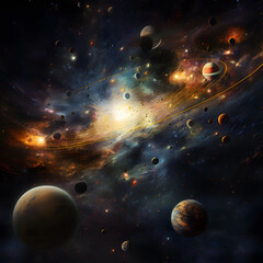 Wall Mural - universe with all the planets