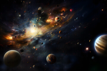 Wall Mural - universe with all the planets