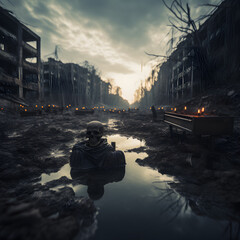 Wall Mural - destroyed abandoned city