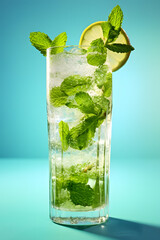 Wall Mural - Mojito cocktail with fresh mint and lime