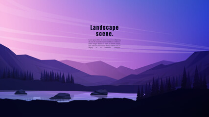 Wall Mural - vector illustration. minimalist polygonal design. nature landscape background. panoramic view. desig