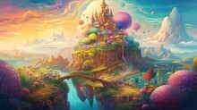 Illustration Of Colorful Dream With Landscape