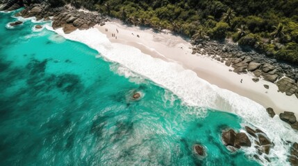 Wall Mural - drone photo of the ocean beach