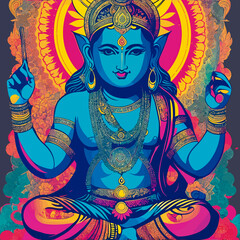 Wall Mural - pop art  cool modern tradicional hindu god illustration