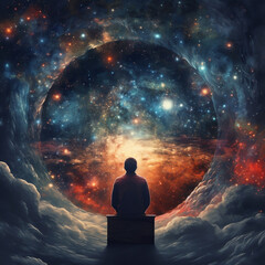 Wall Mural - person meditating in space