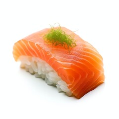 Wall Mural - sushi salmon on white background ultra realistic