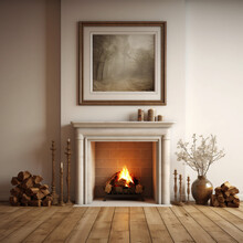 Fireplace With Painting Above Warm Room