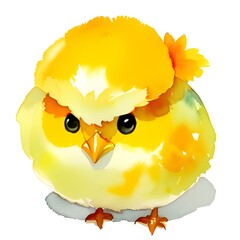 Sticker - cartoon cute yellow chick on white background