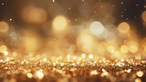 Fototapeta Uliczki - golden christmas particles and sprinkles for a holiday celebration like christmas or new year. shiny golden lights. wallpaper background for ads or gifts wrap and web design
