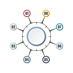 Wall Mural - Infographic that reports about the workflow in each step with a total of 8 topics.