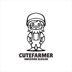 Sticker - farmer simple mascot logo design illustration