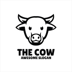 Sticker - cow simple mascot logo design illustration