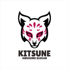 Sticker - kitsune simple mascot logo design illustration