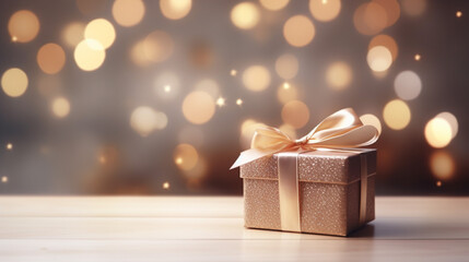 Wall Mural - gift box, soft light, light background, blurry light, simple decoration.