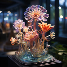 Extraterrestrial Elegance: A Captivating Alien Floral Monument Flower With Vase