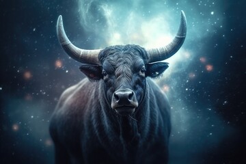 Wall Mural - Astrology calendar. Taurus magical zodiac sign astrology. Esoteric horoscope and fortune telling concept. Taurus zodiac in universe. Generative Ai