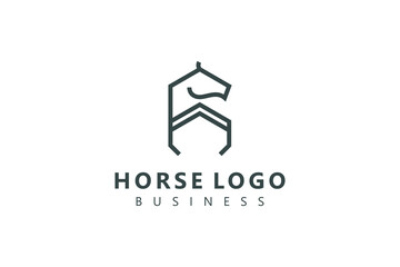 Wall Mural - Horse line style logo design animal vector template