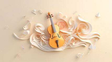 Wall Mural - paper sculpture music sound illustration background.