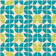 Mid Century Modern seamless pattern withgeometric shapes, teal, green and blue. For home decor, textile, wallpaper and fabric.