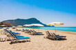 Cleopatra beach with sea and sand in summer. Alanya, Antalya, Turkey.