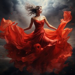 sensual woman in a flowing dress